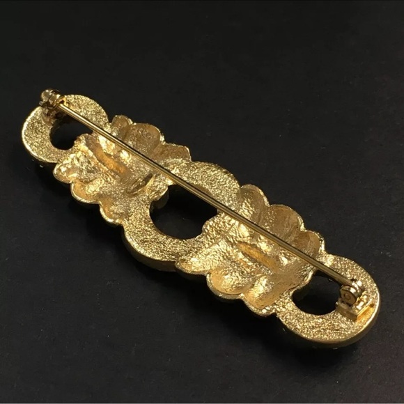 Authentic GIVENCHY Rhinestone Gold Tone Pin Brooch EUC - Picture 6 of 8